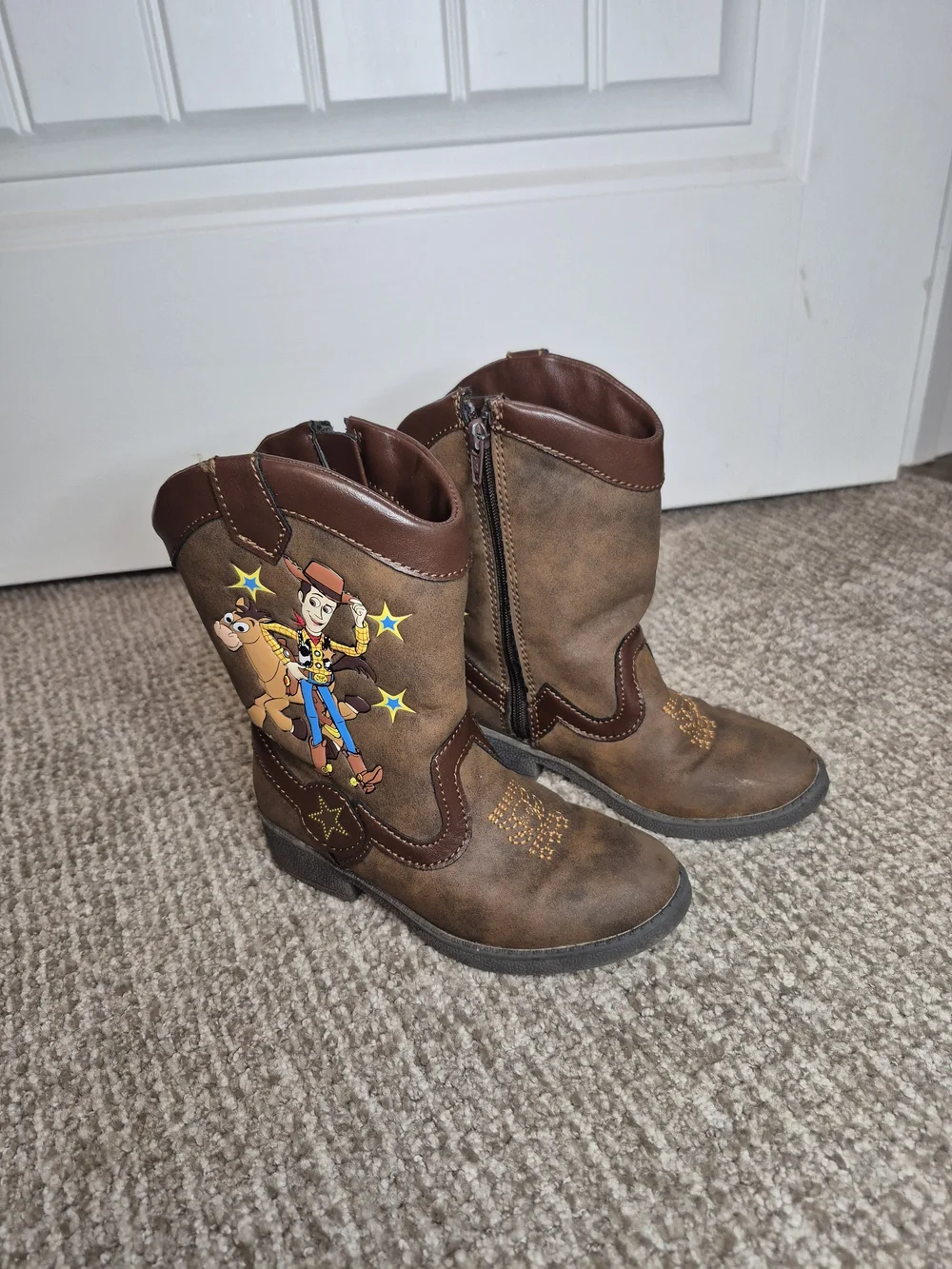 Disney Brown Kids Cowboy Boots with Woody Graphic